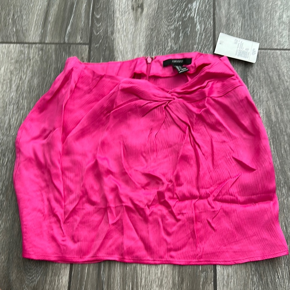 Forever 21 Pink Bubble Mini Skirt Ruched Tie Front